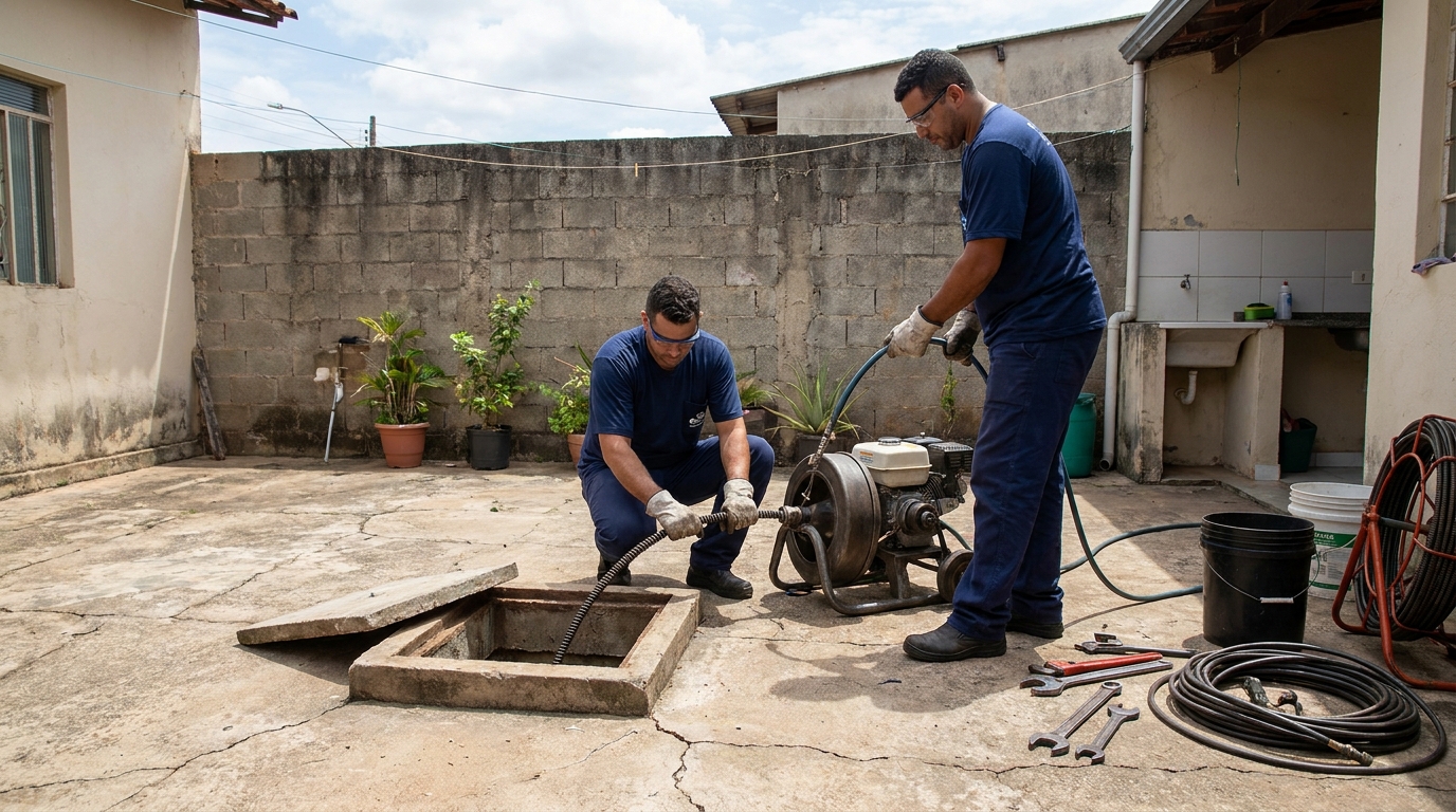 Desentupimento de esgoto residencial em Blumenau‑SC