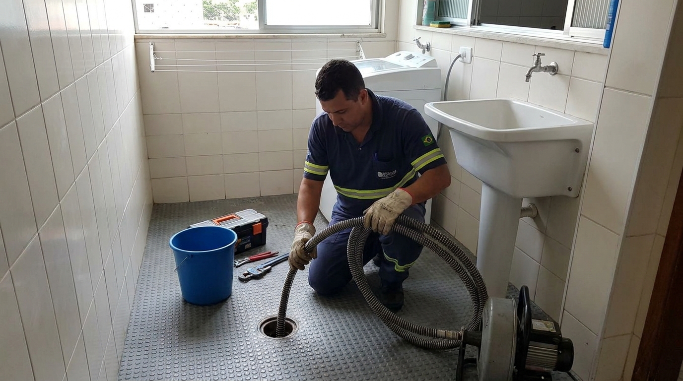 Desentupimento de ralo residencial em Blumenau‑SC